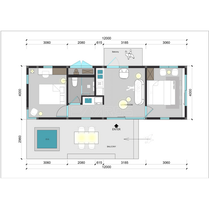 LH48 Two Bedroom Tiny House – Luxury Modular Vacation Unit