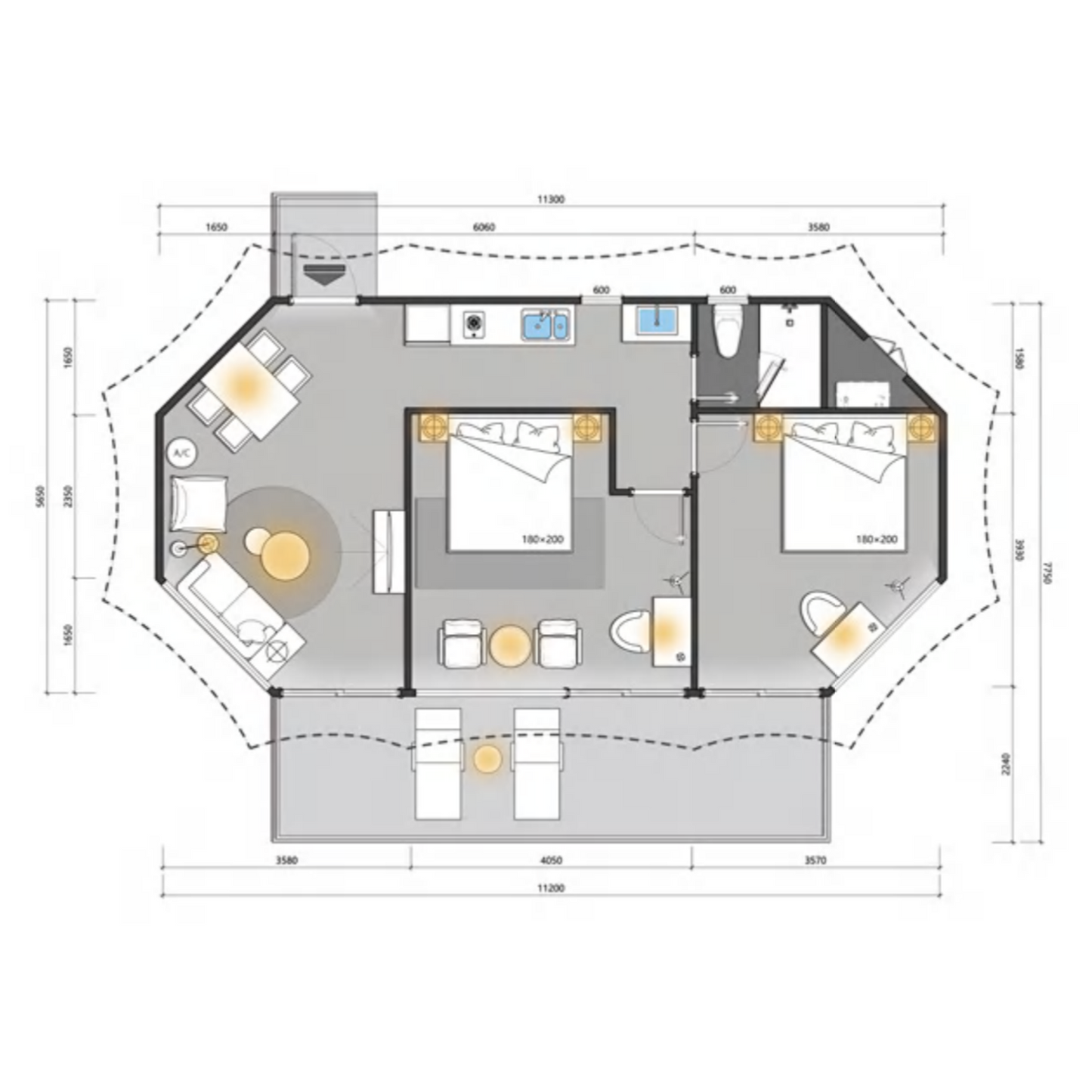 H58 - Medium-Sized H Series Safari Lodge Tent