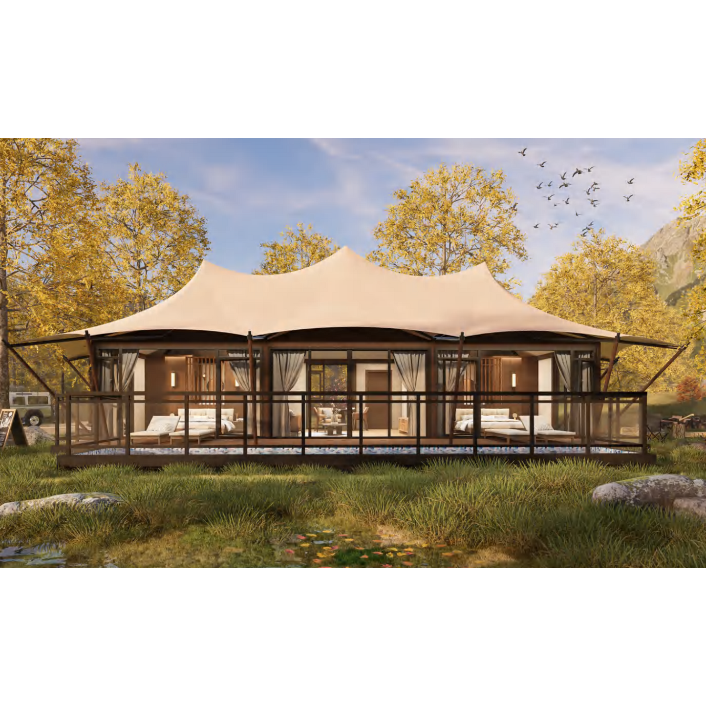 M74 - Large Three-Peak M Series Safari Lodge Tent