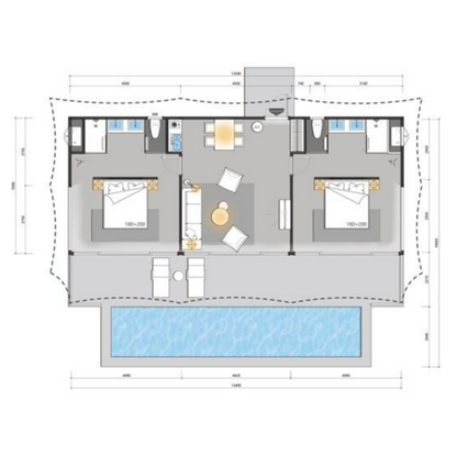 M74 - Large Three-Peak M Series Safari Lodge Tent